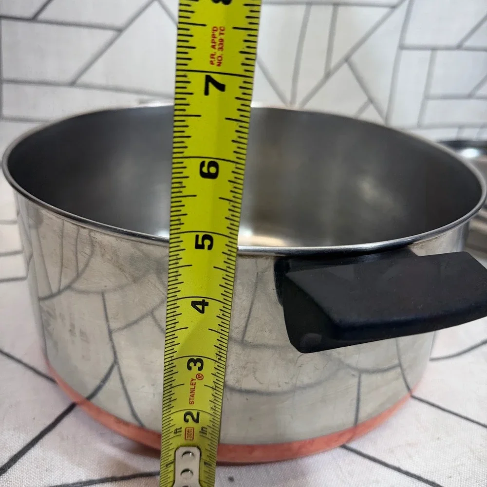 Revere Ware Stock Pot 6 Qt Silver Copper Bottom 1801 Stainless Steel Lid